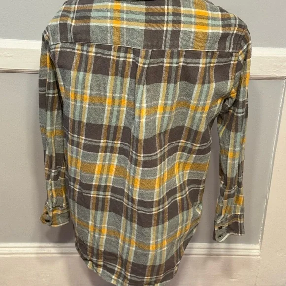 Aerie Anytime Favorite Flannel Gray Green Yellow Soft Multicolor Plaid Shirt - Picture 5 of 7